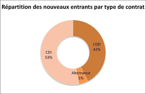 Répartition des nouveaux entrants par type de contrats - Comptable en entreprise