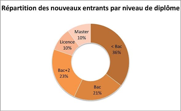 Répartition par niveau de diplôme - Comptable en entreprise